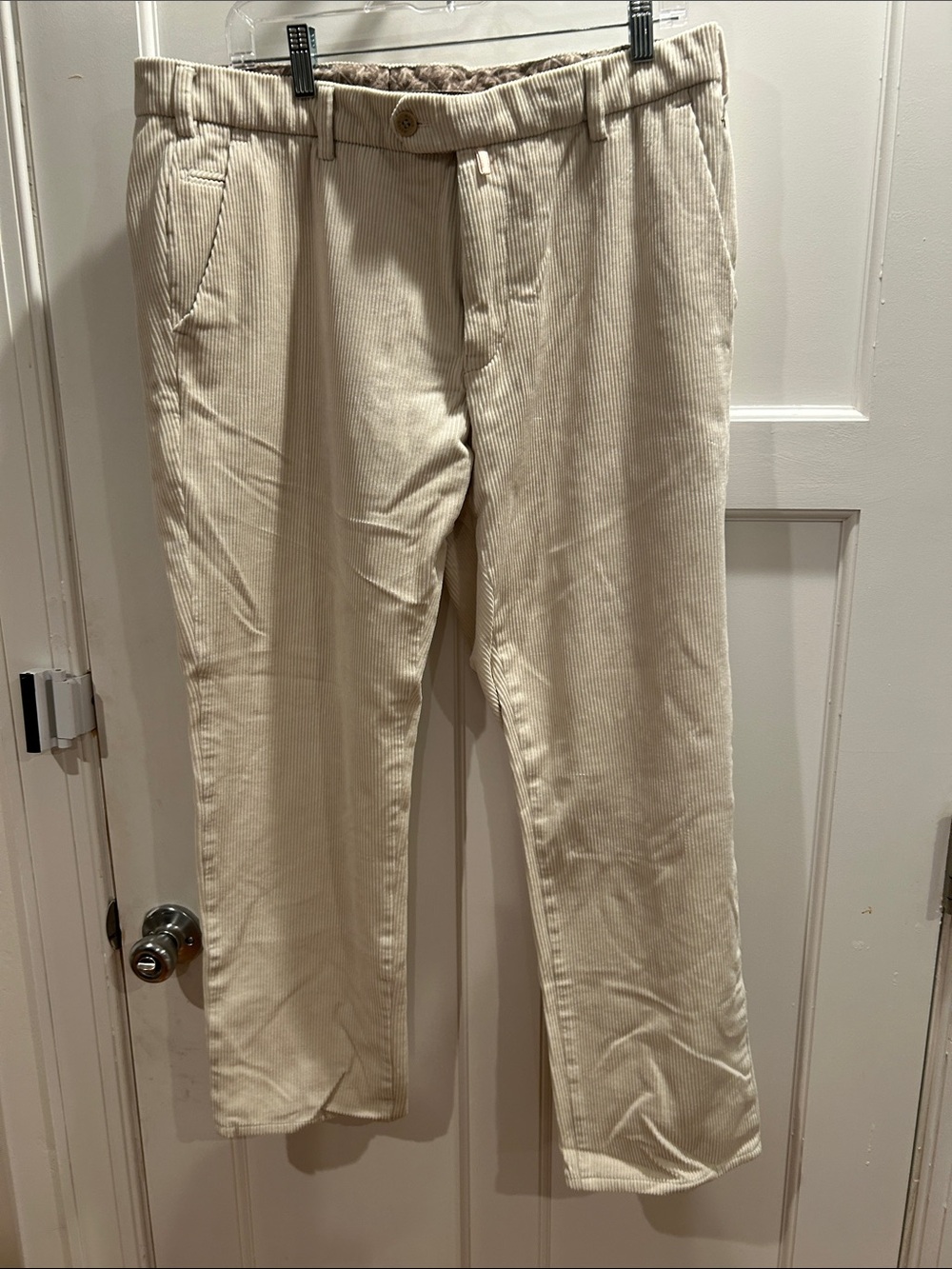 Meyer Men's Cream Corduroy Pants - Classic Straight Fit 38x34